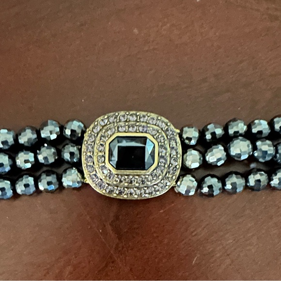 Vintage Heidi Daus "Tailored to Please" Set Black Crystal Bracelet Signed - Picture 8 of 8